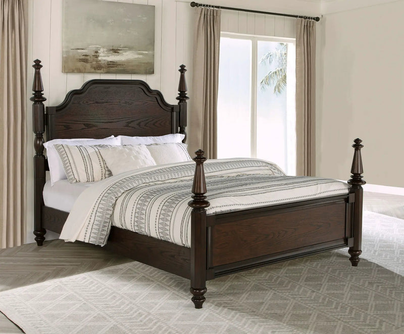 Andover 63-inch Four Poster California King Bed Dark Oak by Unique Piece Furniture