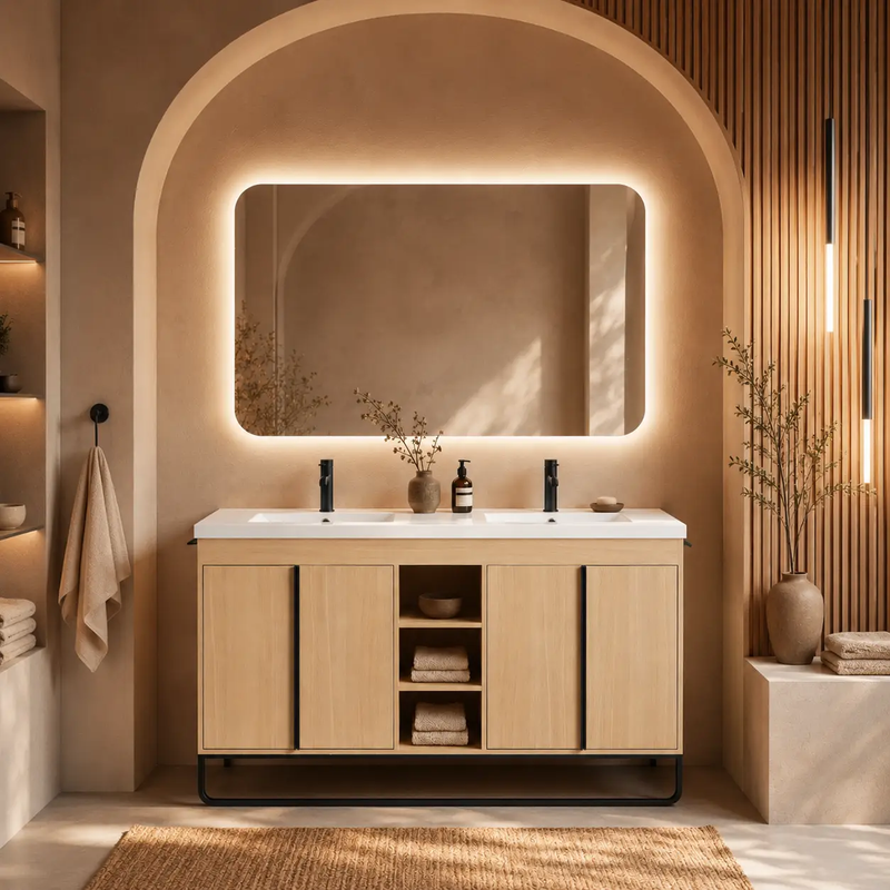 60" Freestanding Bathroom Vanity With Resin Double Sink by HouseOfZazla