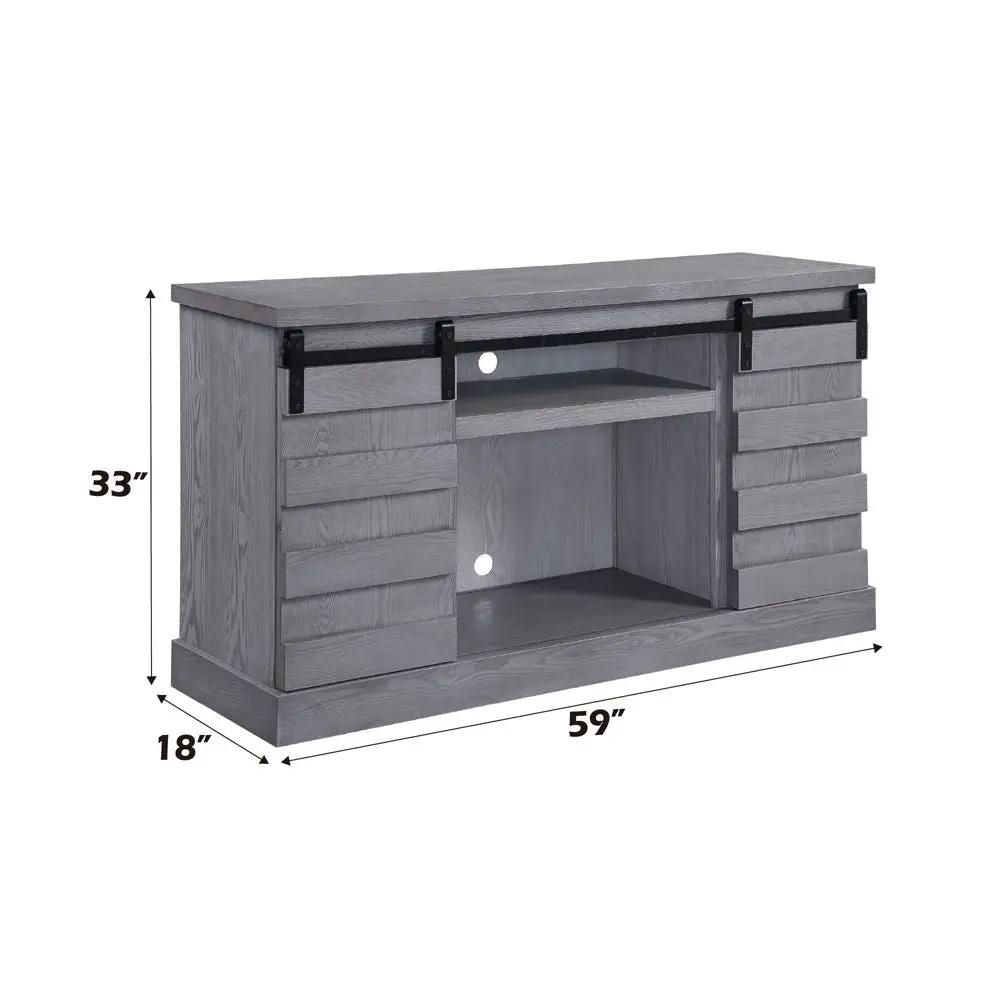 Amrita - TV Stand With Fireplace - Gray Oak by Unique Piece Furniture