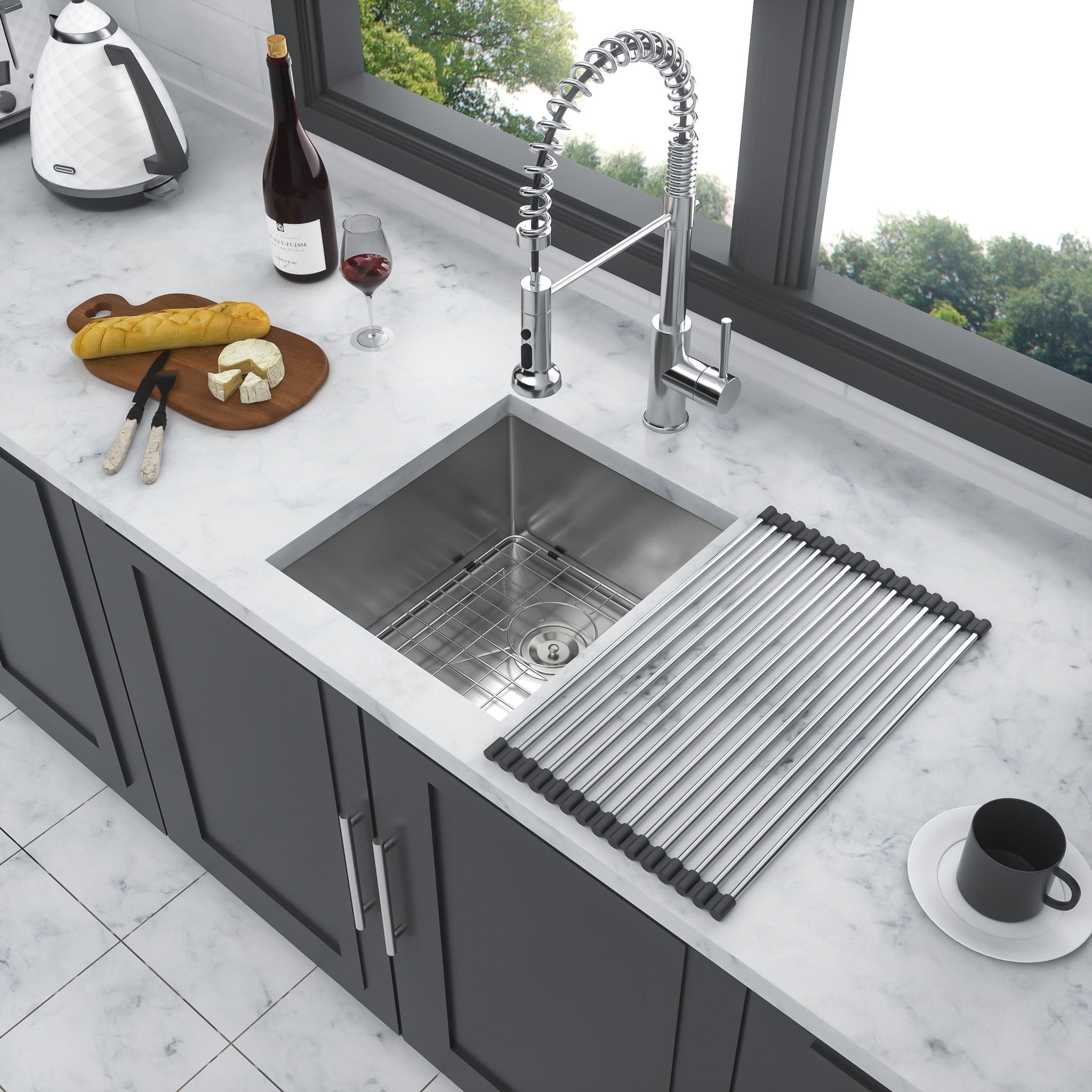 Modern Undermount Stainless Steel Kitchen Sink 16 Gauge, Deep Single Bowl by HouseOfZazla