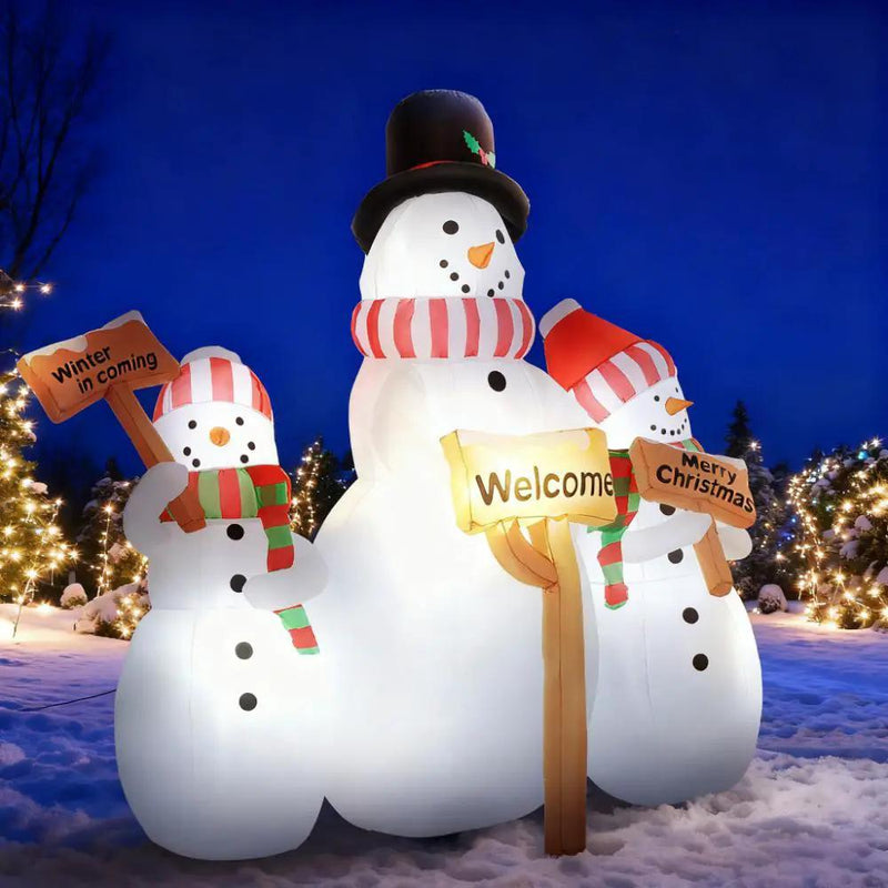 6.1' Inflatable Outdoor Christmas Display - Three Snowmen by HouseOfZazla