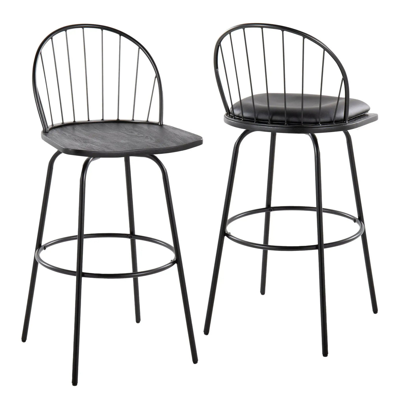 Riley - Claire Farmhouse Fixed Height Barstool With Swivel With Round Footrest (Set of 2) by HouseOfZazla