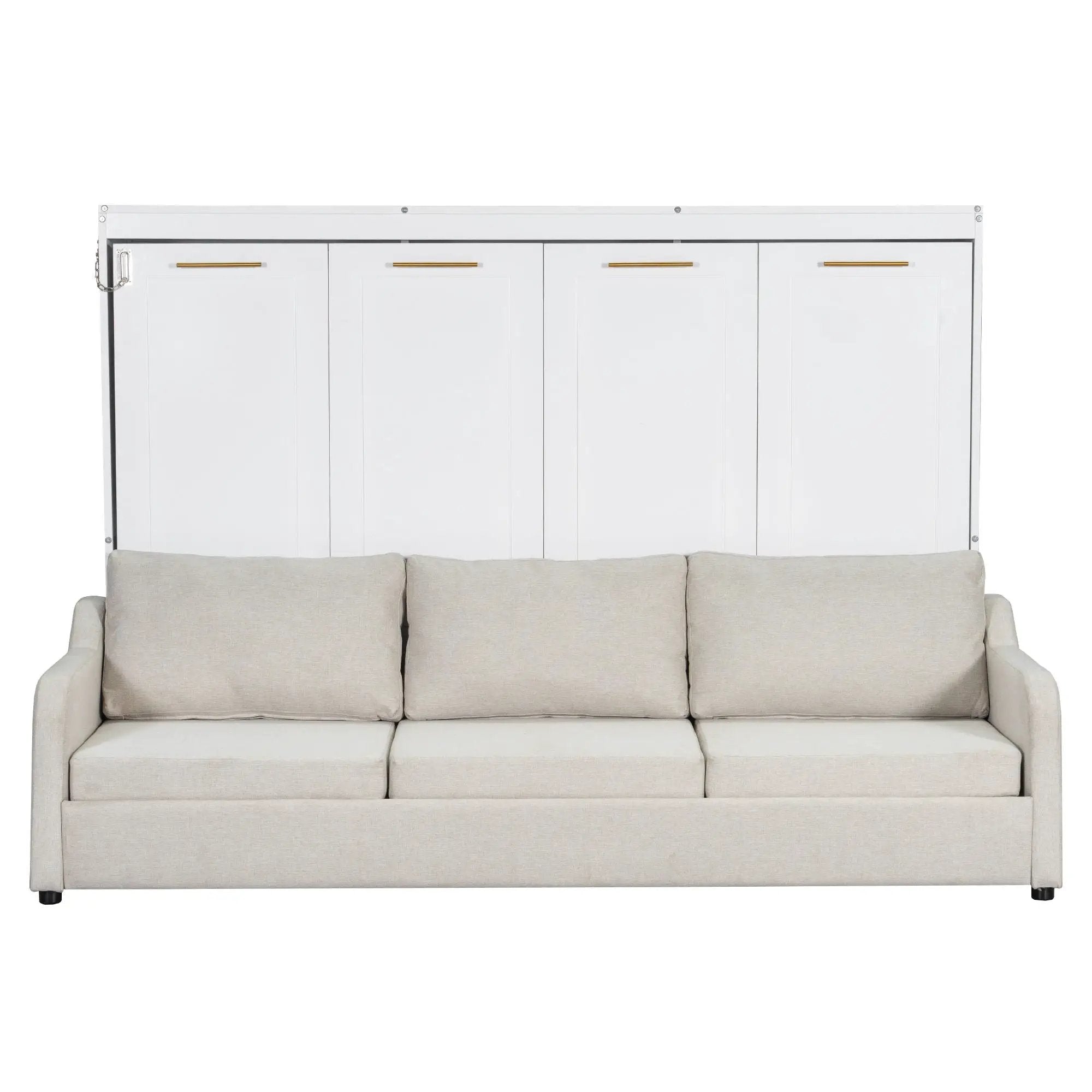 Murphy Cabinet Bed With Folding Sofa, Built In Storage Shelves And LED Light by Unique Piece Furniture