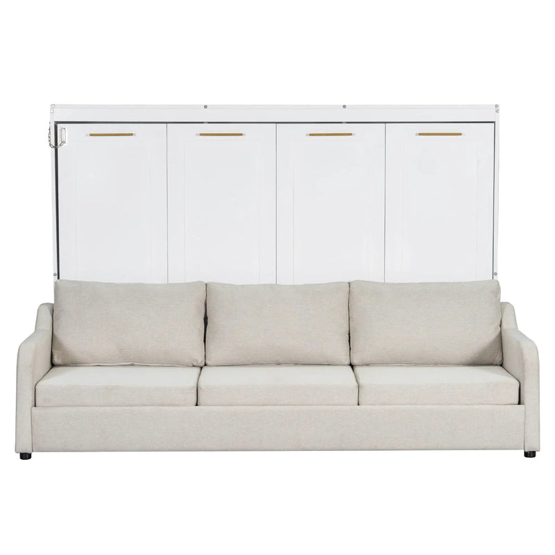 Murphy Cabinet Bed With Folding Sofa, Built In Storage Shelves And LED Light by Unique Piece Furniture