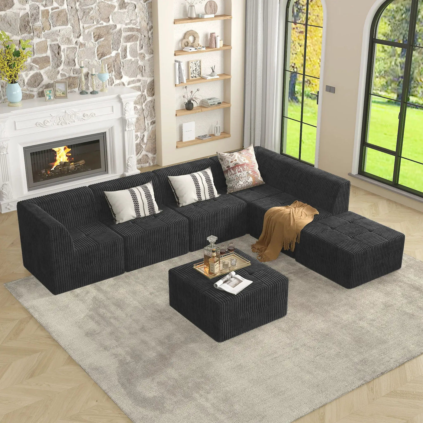 Modern Minimalist Ottoman Sofa Compressed Sectional Couch Sleeper by HouseOfZazla