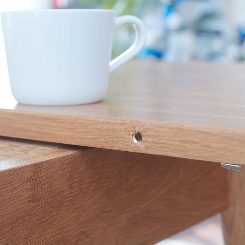 Natural Solid Oak Round Corner Dining Table by BLAKHOM