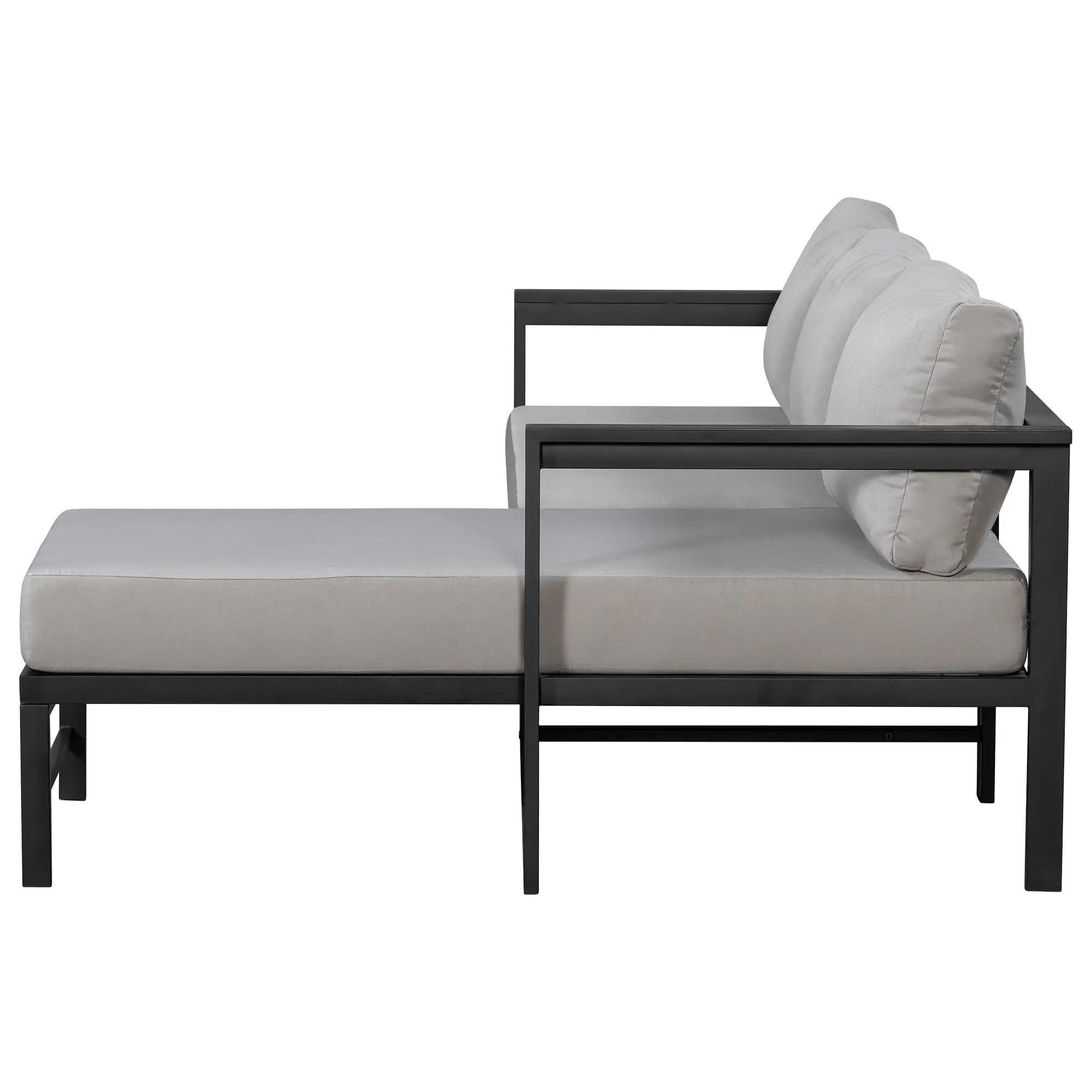 U_style Outdoor L-Shaped Sofa with Iron Frame and Ultra-Thick Cushions by HouseOfZazla