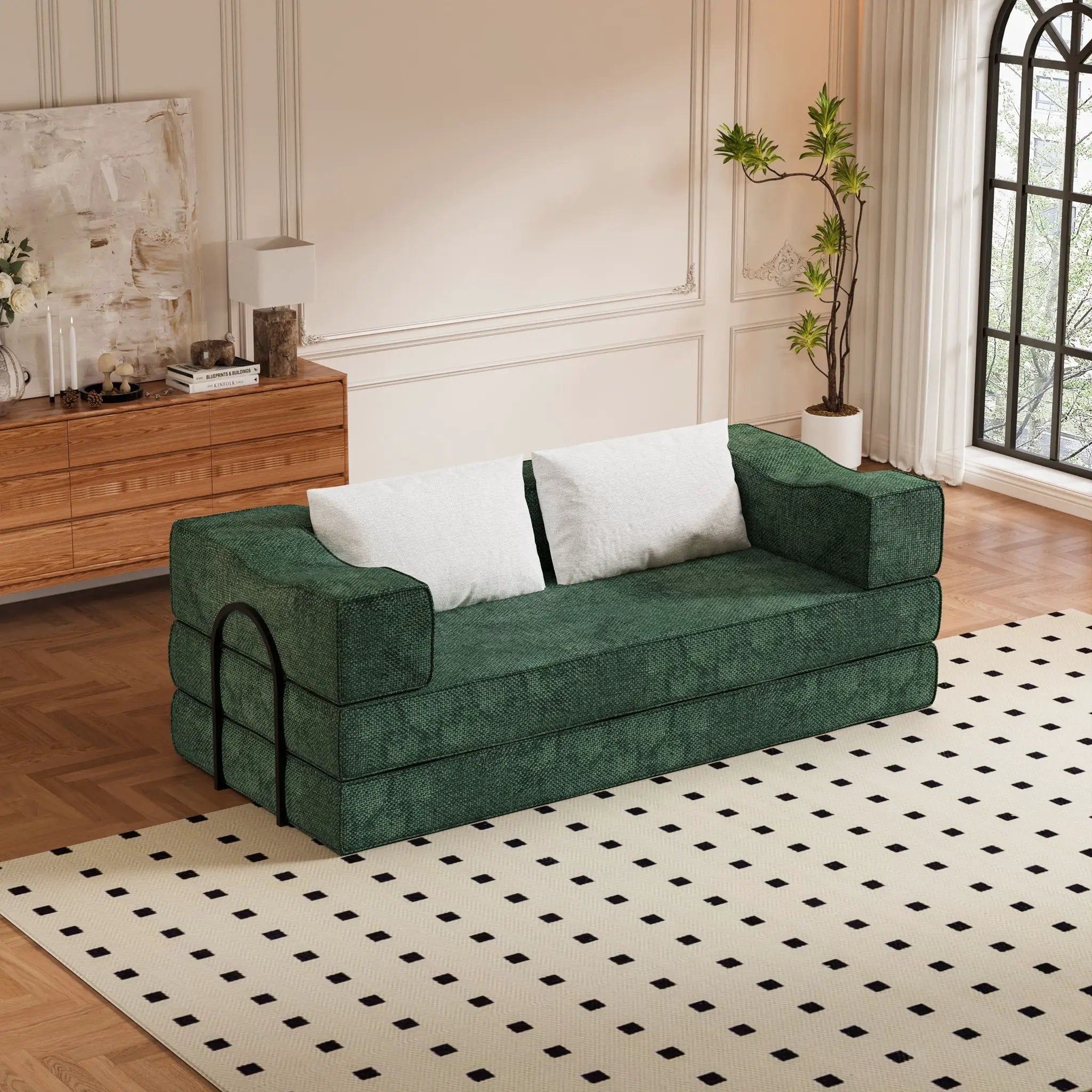 3 Seat Folding Floor Couch & King Size Bed Mattress by HouseOfZazla