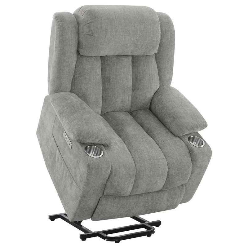 Houston Upholstered Power Lift Recliner Grey by Unique Piece Furniture