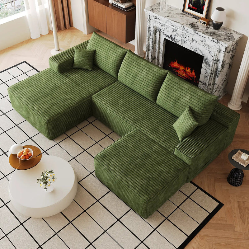 107" Cloud Sectional Sofa with 1 Ottoman by HouseOfZazla