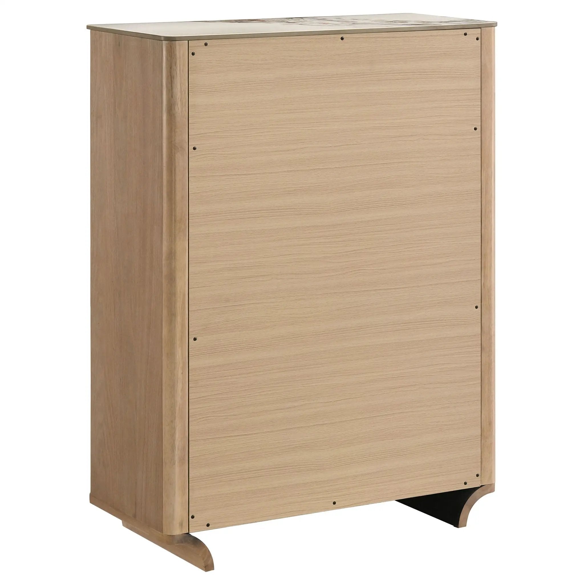 Leanne 5-drawer Sinter Stone Top Chest of Drawers Light Oak by Unique Piece Furniture