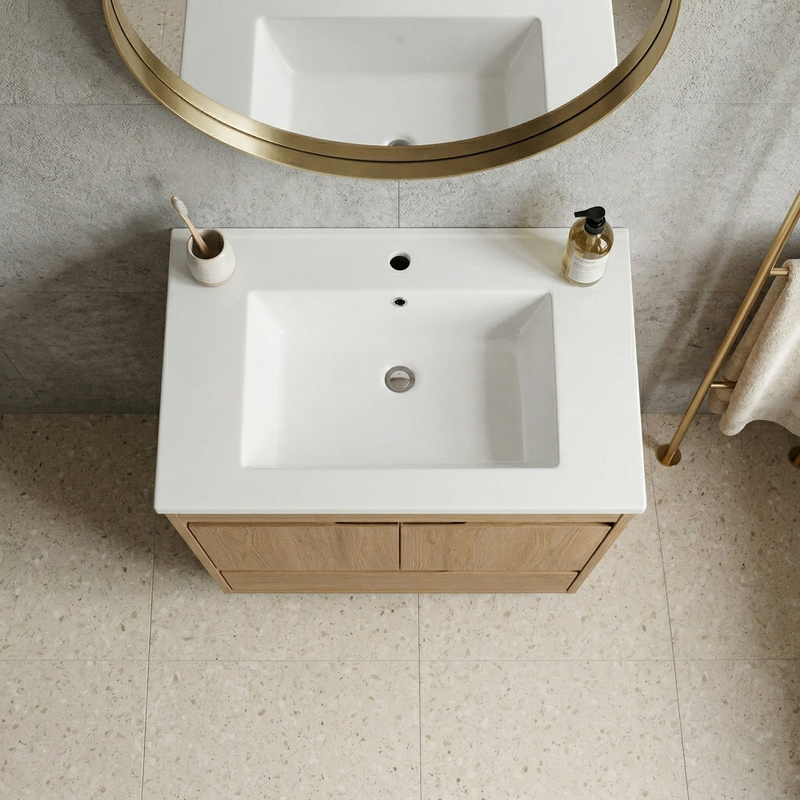 30Inch x 18.5Inch Ceramic Bathroom Vanity Sink Top with Single Hole by HouseOfZazla