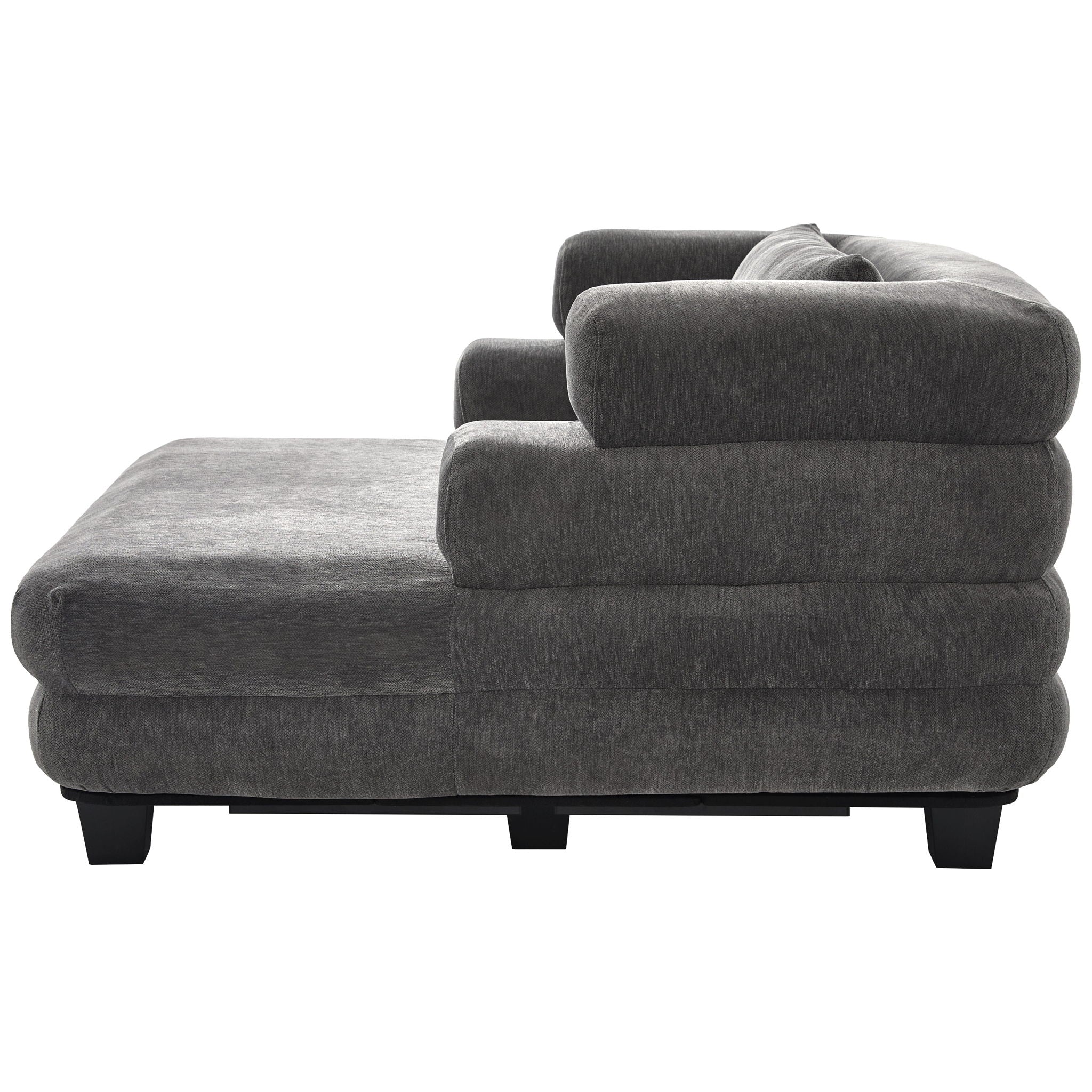 Oversized Chaise Lounge Sofa Bed with Deep Seat and Layered Armrests by HouseOfZazla