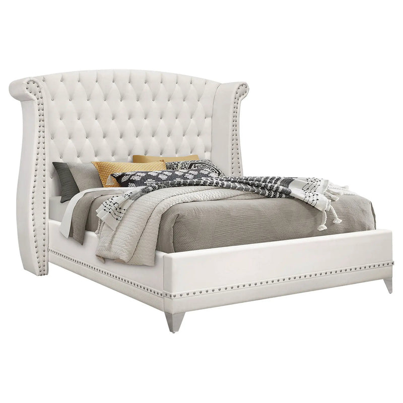 Barzini Upholstered Queen Wingback Bed White by Unique Piece Furniture