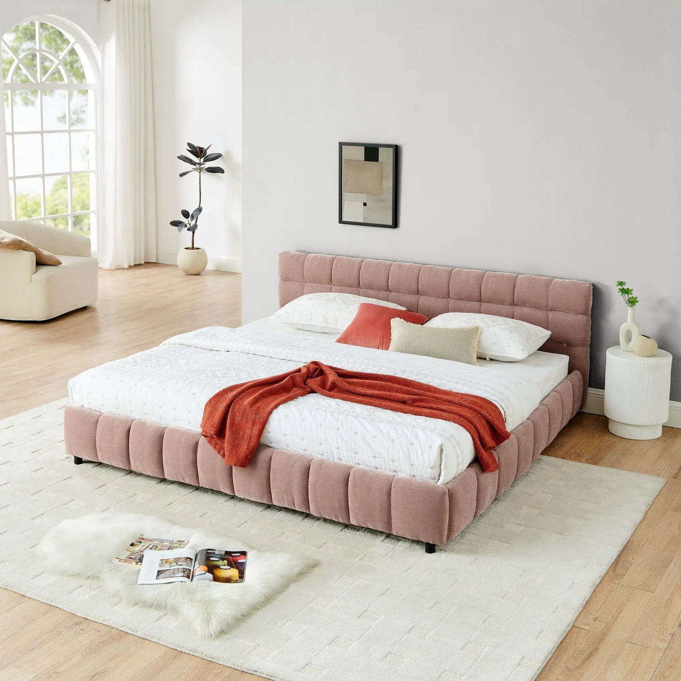 Modern Platform Bed Frame With Thick Fabric by HouseOfZazla