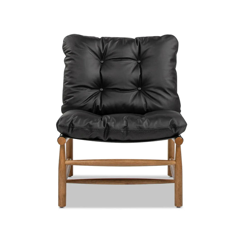 Oxford Leather Mid-Century Modern Accent Chair - Noir Black by HouseOfZazla