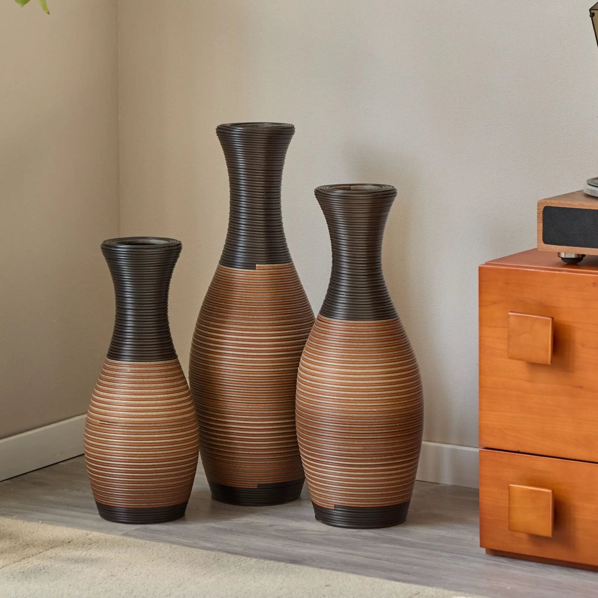 Designer Floor Vases, Large Vases For Home Decor Flooring (Set of 3) by HouseOfZazla
