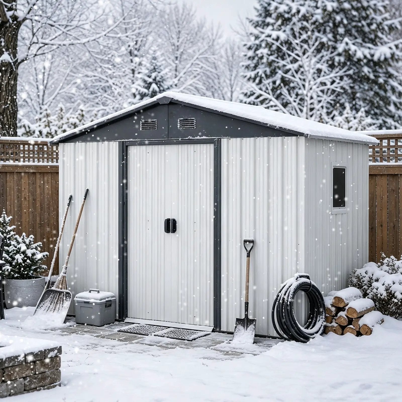 8ft x 4ft Outdoor Metal Storage Shed with Window by HouseOfZazla