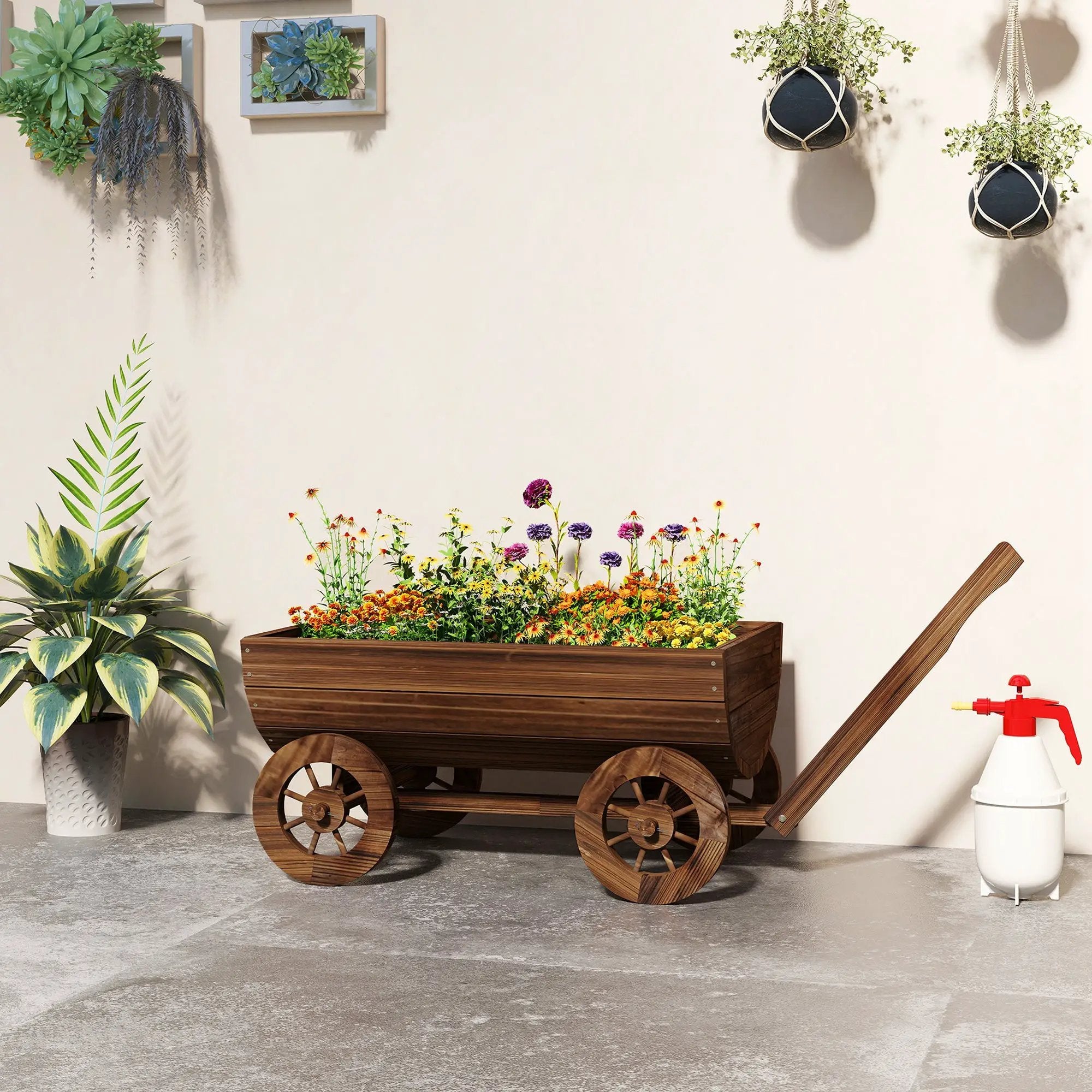 Outsunny Wooden Wagon Planter Box by HouseOfZazla