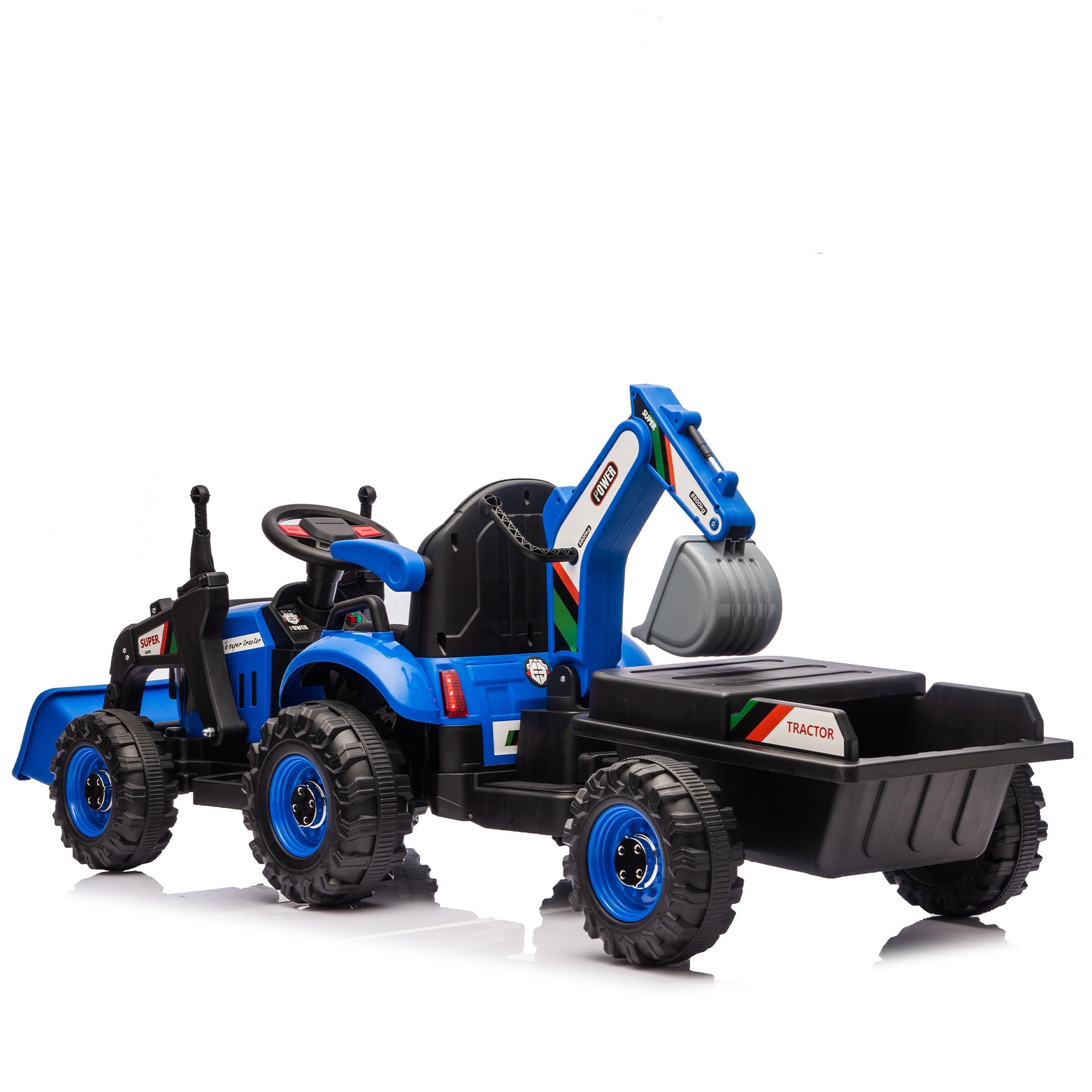 24V Kids Ride-On Electric Tractor Toy with 4-in-1 Construction Attachments by HouseOfZazla