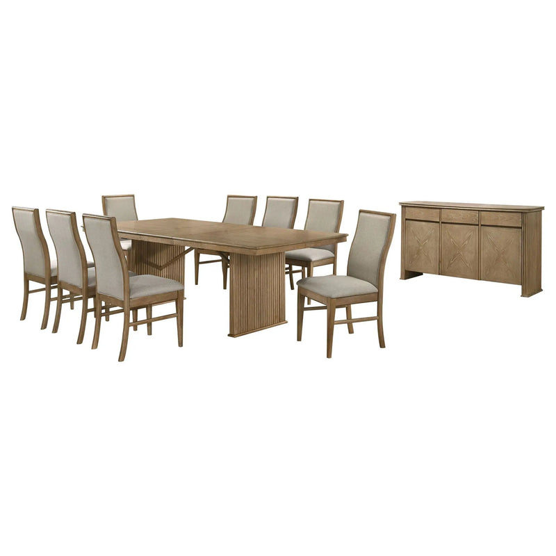Adina 10-piece Extension Dining Set Distressed Light Brown by Unique Piece Furniture