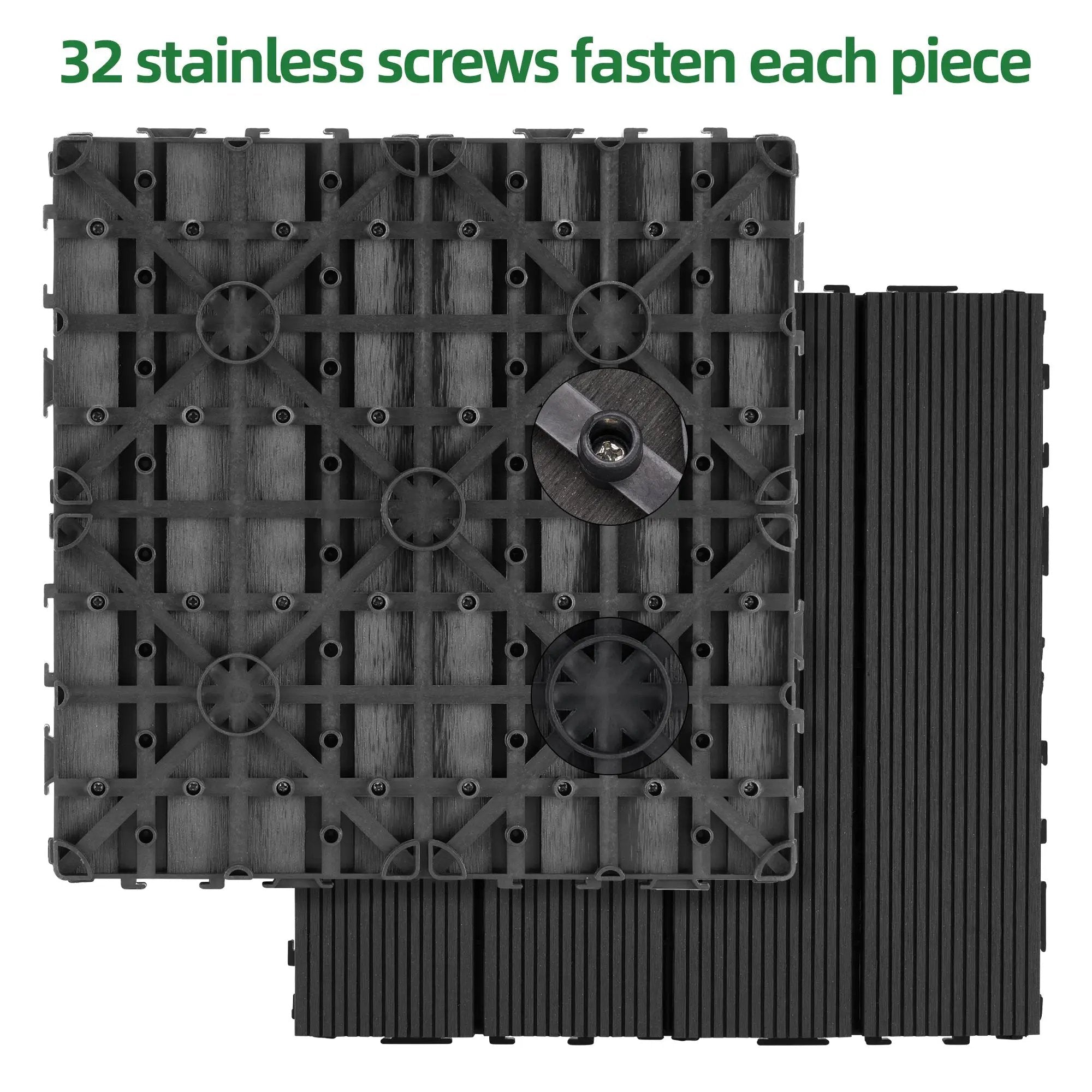 Tiles 9PCS Waterproof Outdoor and Indoor Flooring for Patio, Balcony, Porch, Backyard, Bedroom by HouseOfZazla