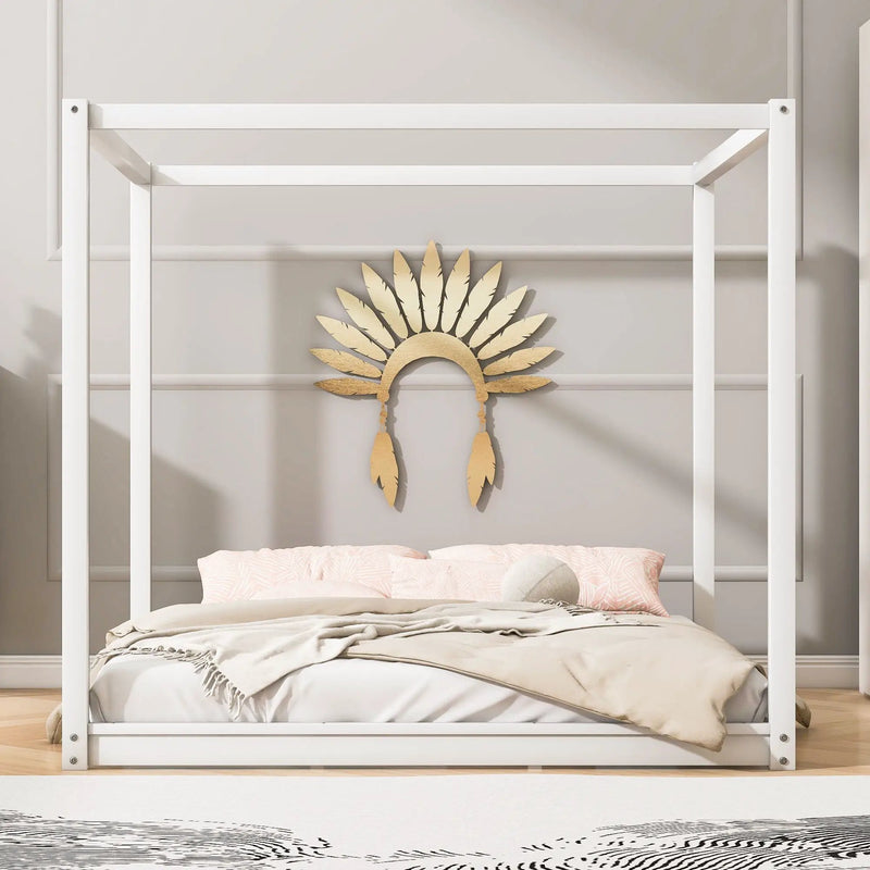 Wood Canopy Platform Bed With Support Legs And Airflow Slats by Unique Piece Furniture
