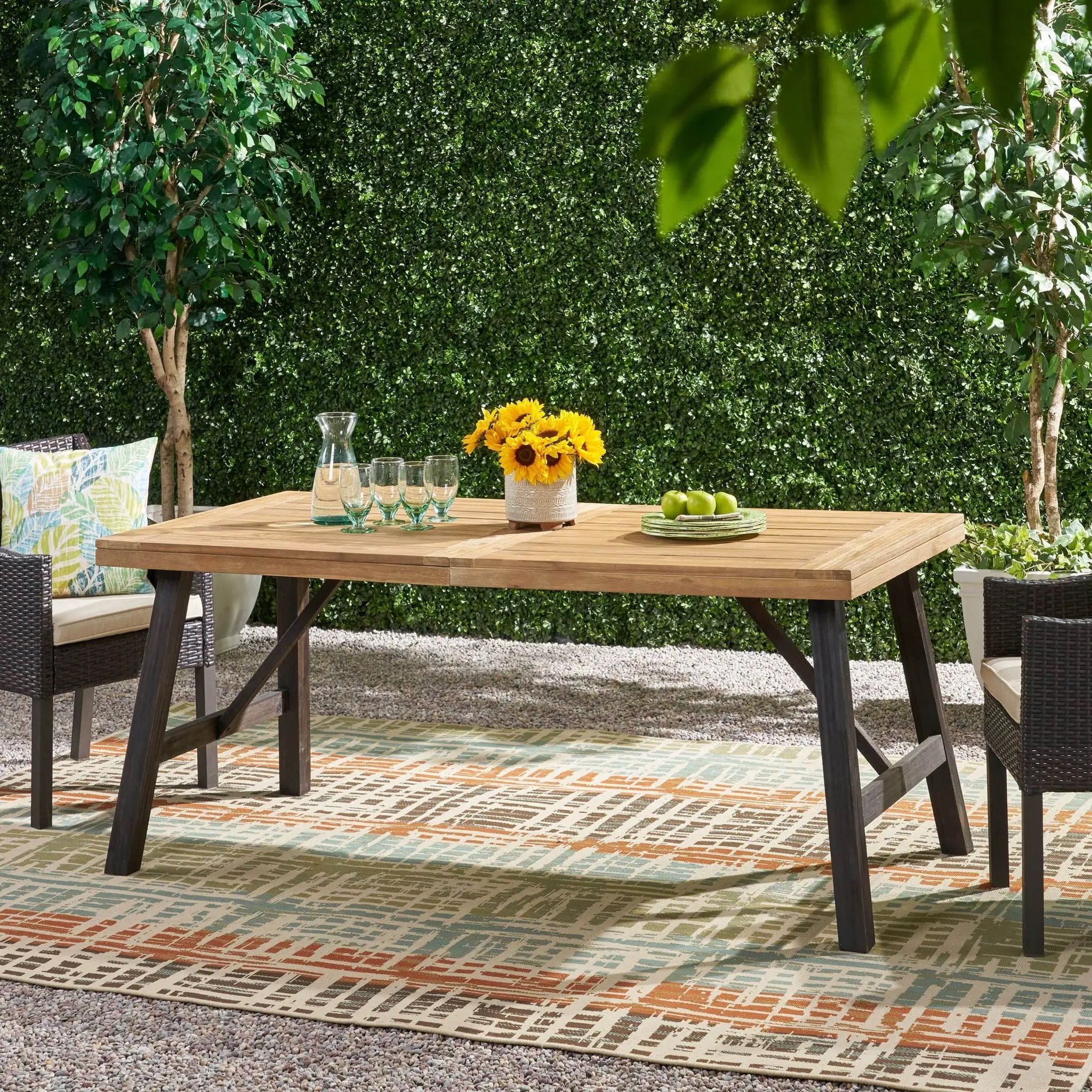 Outdoor Dining Set with 2 Benches and 1 Dining Table - Light Brown by HouseOfZazla