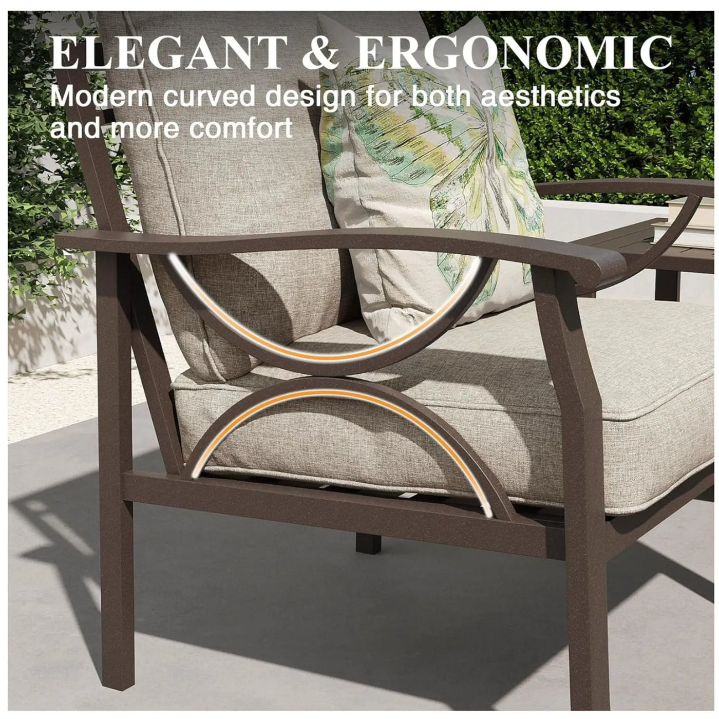 All-Weather Armchairs With Cushions, Modern Sculptural Design (Set of 2) by HouseOfZazla