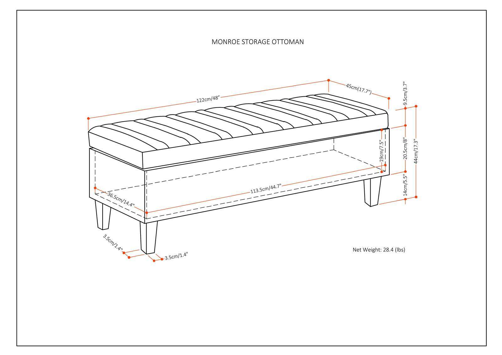 Monroe - Upholstered Storage Ottoman by HouseOfZazla