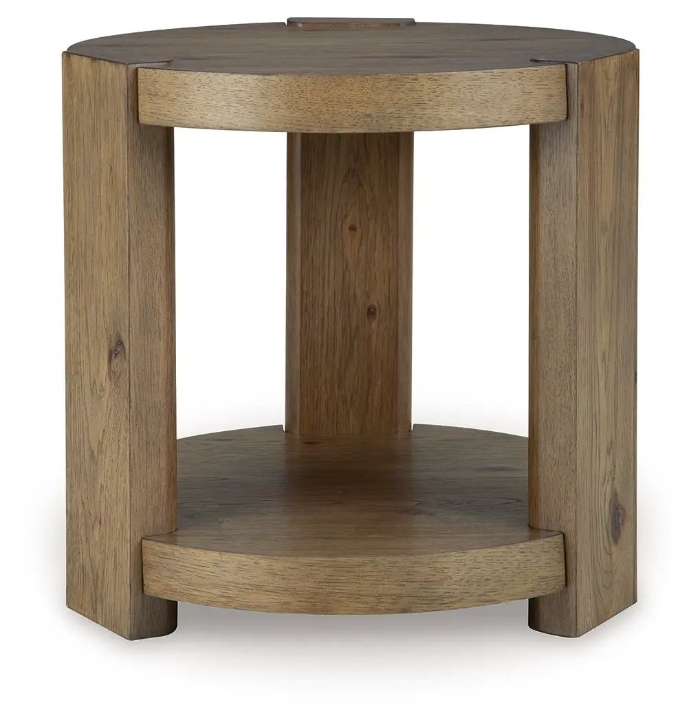 Flangren - Round End Table - Light Brown by Unique Piece Furniture