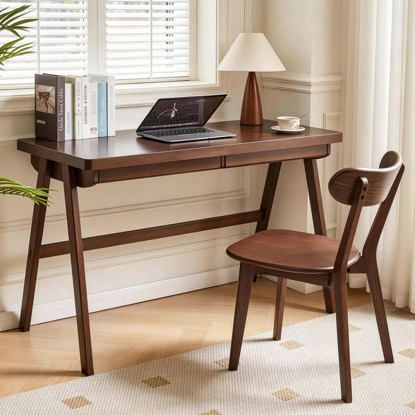 100% Solid Rubber Wood Computer Desk, Retro