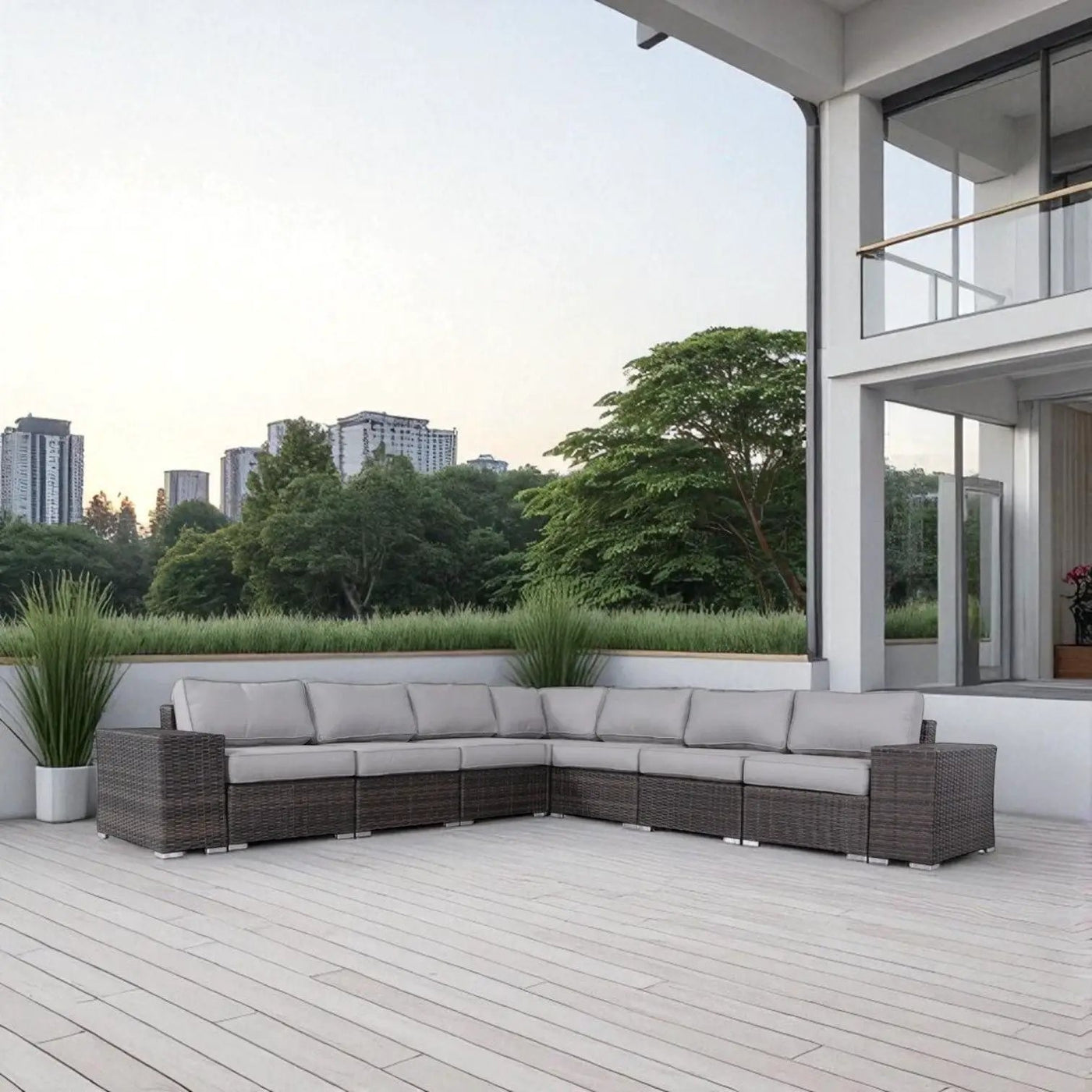 Rattan Sectional Sofa Set With Cushions by Unique Piece Furniture
