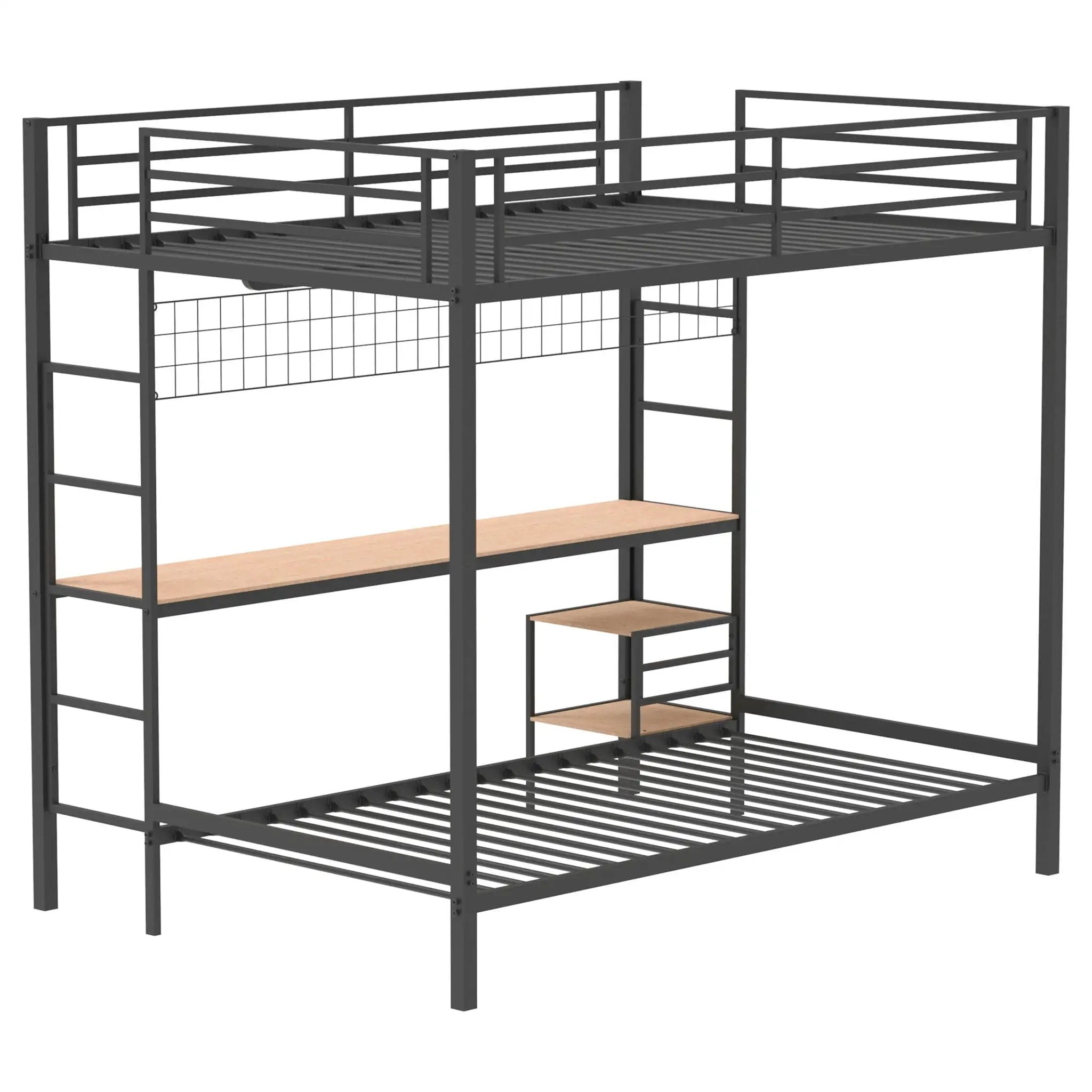 Bettoni Metal Full Over Twin Workstation Bunk Bed Matte Black by Unique Piece Furniture