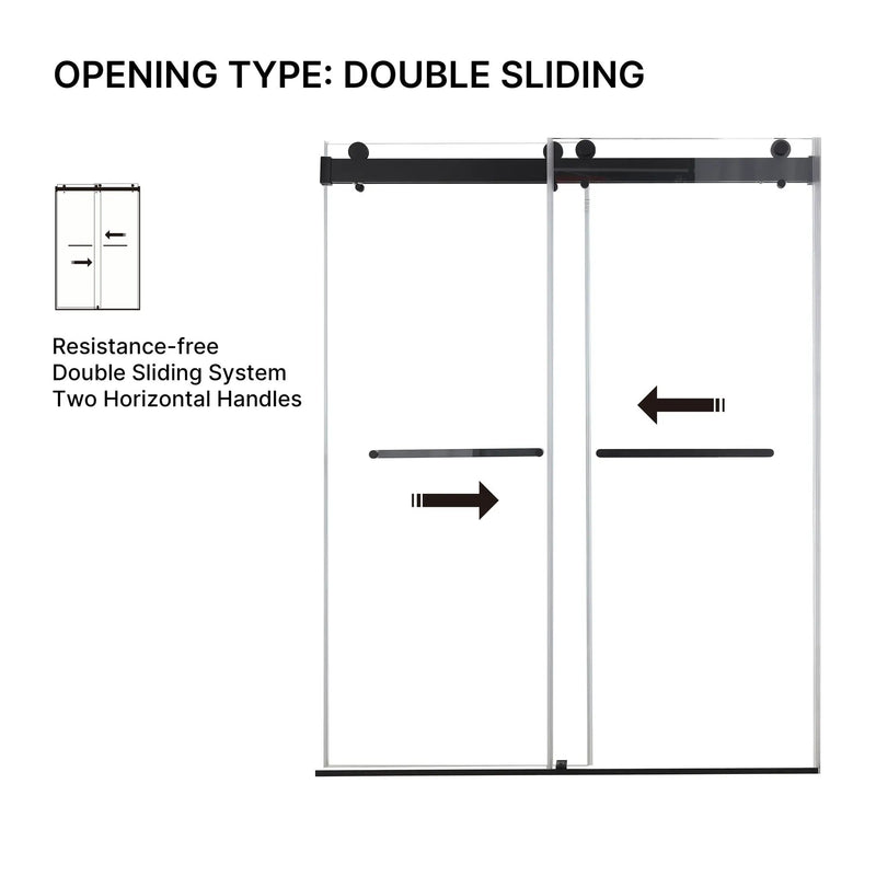 48 inches x 76 inches Double Sliding Shower Door in Matte by HouseOfZazla