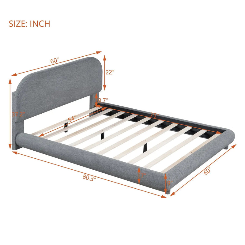 Upholstered Platform Bed With Thick Solid Frame And Stylish Curve-Shaped Design by Unique Piece Furniture