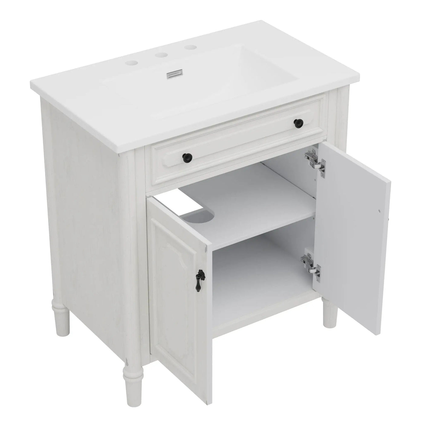 Vintage Bathroom Vanity With Sink, Rustic Cabinet With Soft Close Doors by HouseOfZazla