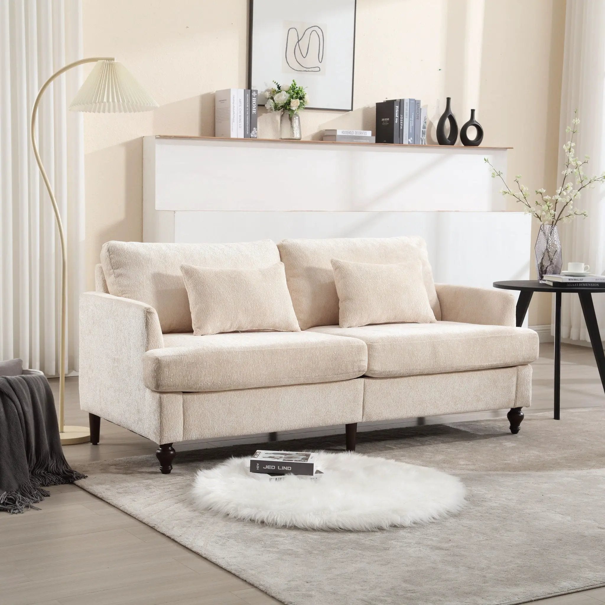 Mid Century Modern Fabric Loveseat Sofa, 2 Seat Upholstered Couch by HouseOfZazla