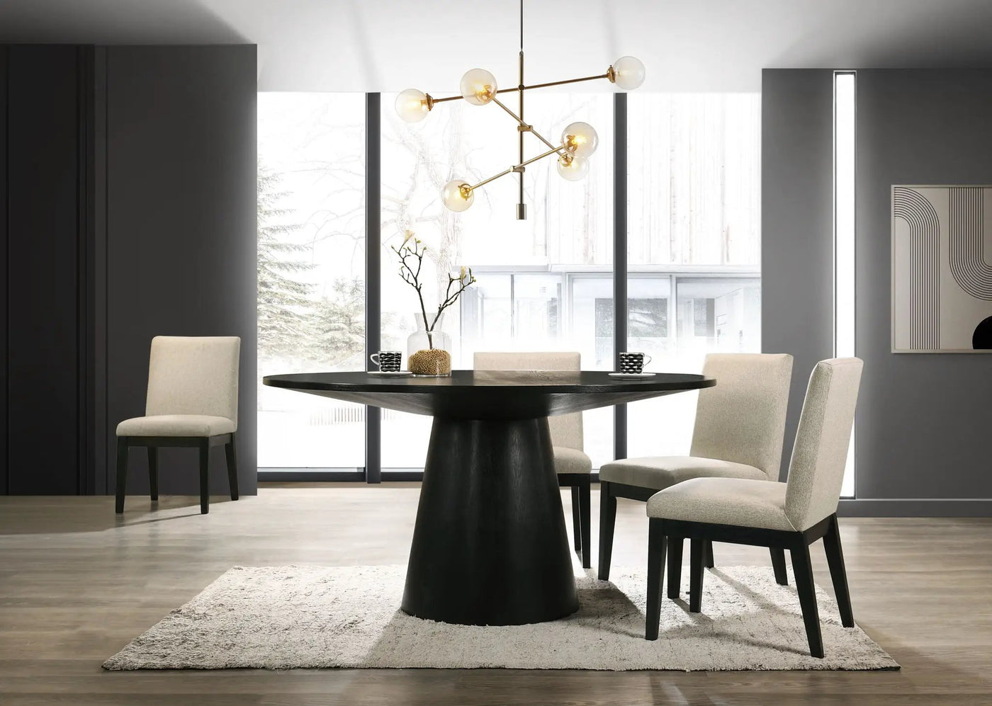 Jasper - Wide Contemporary Round Dining Table Set by HouseOfZazla
