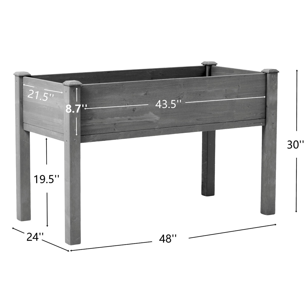 Elevated Raised Garden Bed with Ergonomic Height - Dark Gray or Light Brown, photo 14 of 35