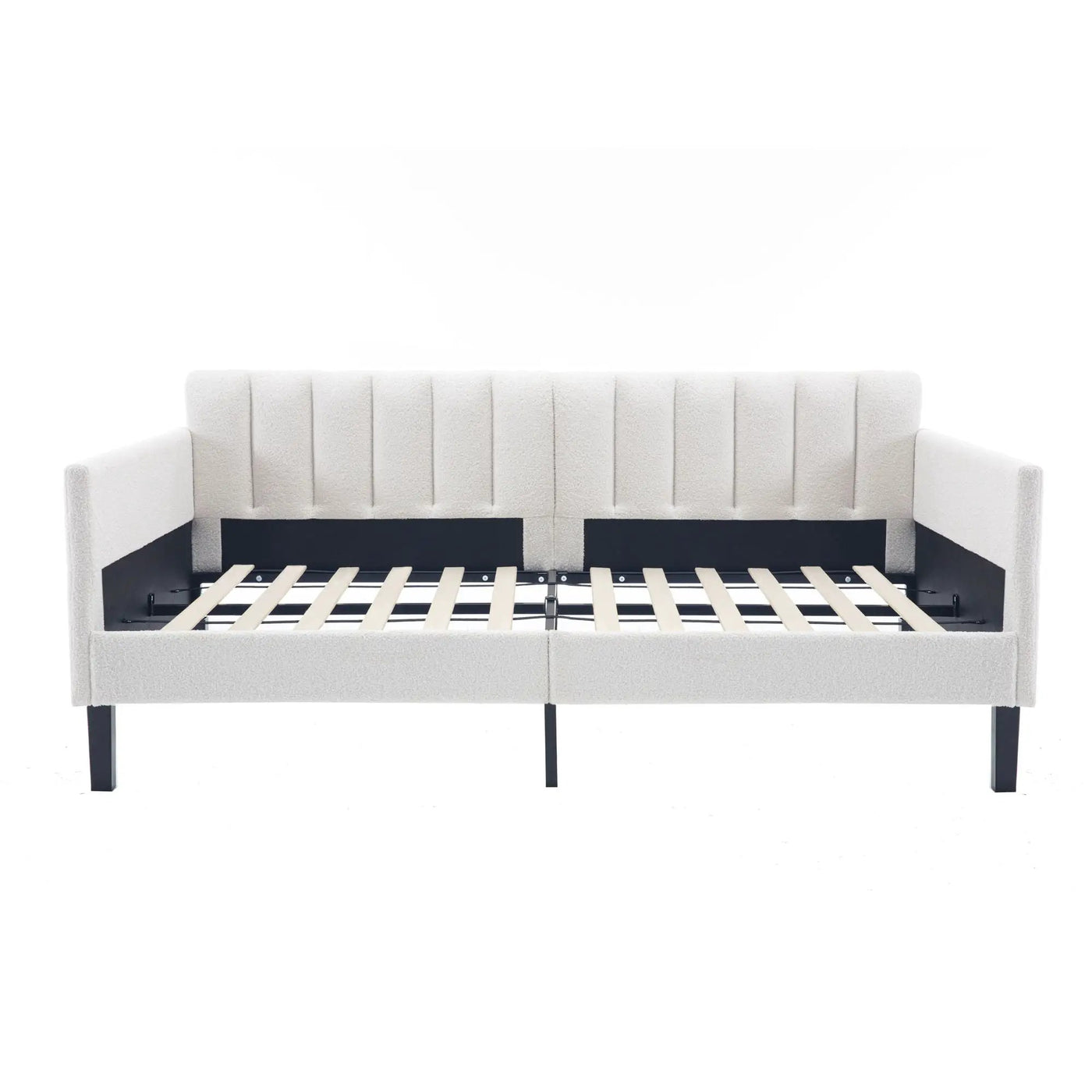 Elena - Boucle Upholstered Daybed, Ribbed Tufted Backrest by HouseOfZazla