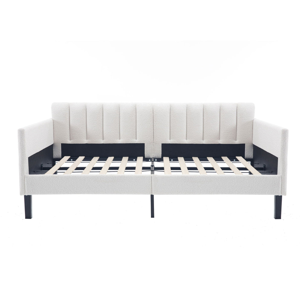 Boucle Upholstered Daybed with Ribbed Tufted Backrest - Twin, photo 2 of 26