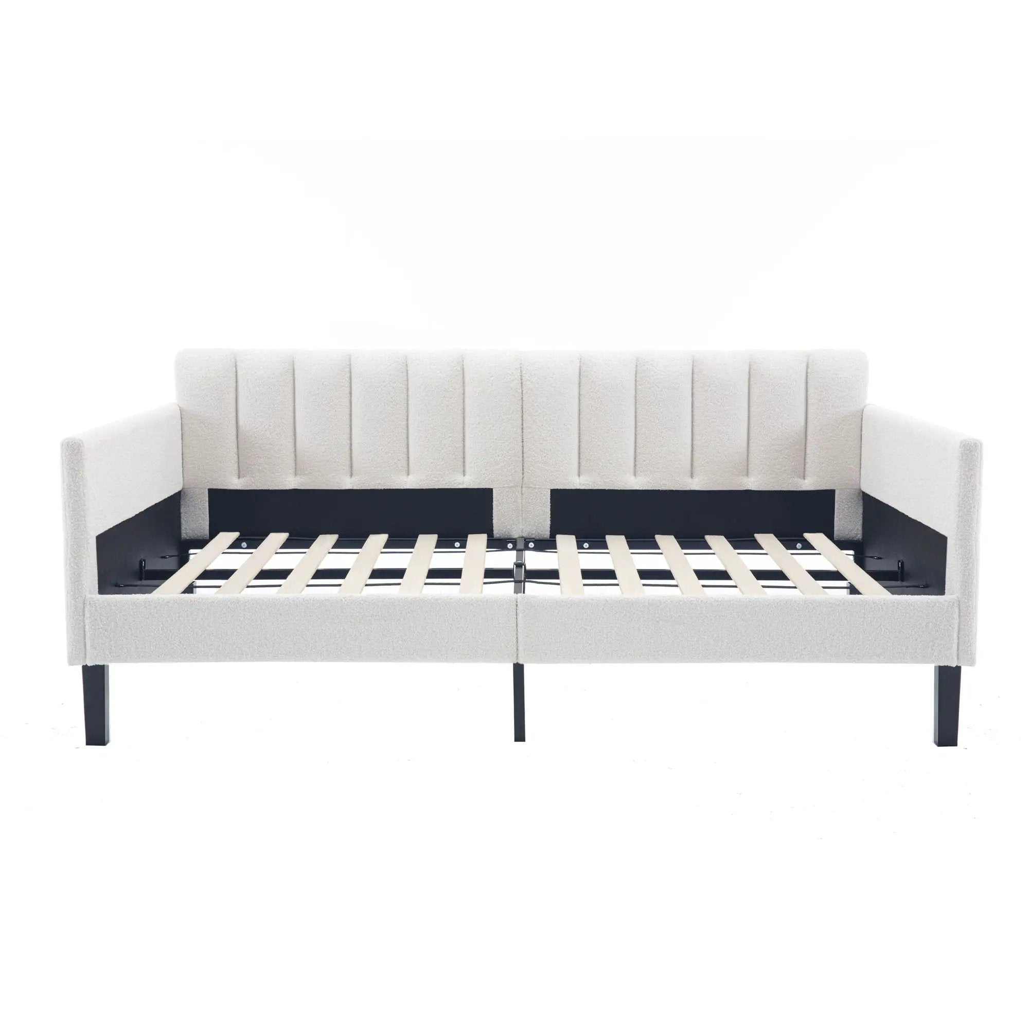 Elena - Boucle Upholstered Daybed, Ribbed Tufted Backrest by Unique Piece Furniture