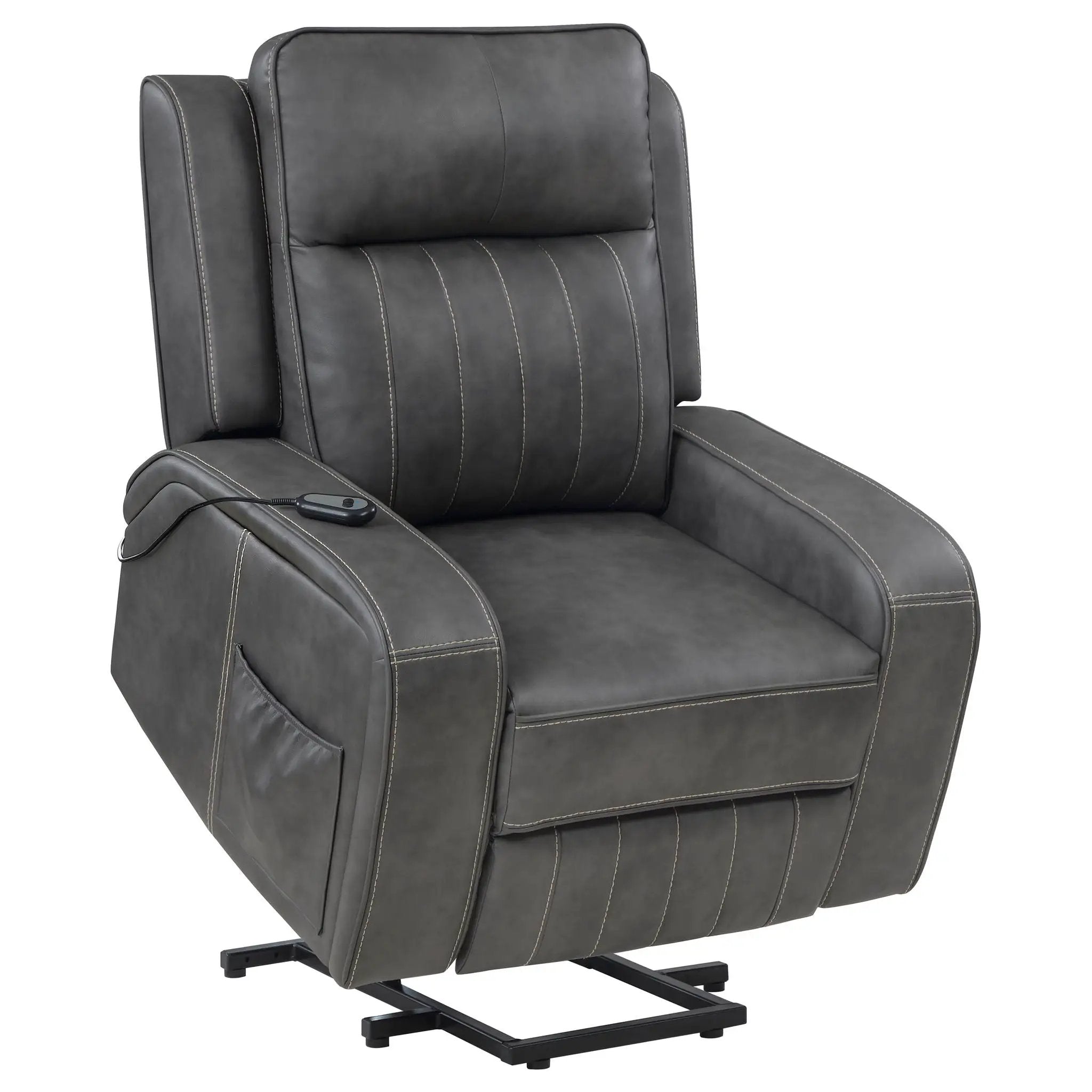Raelynn Upholstered Power Lift Recliner Chair Grey by Unique Piece Furniture