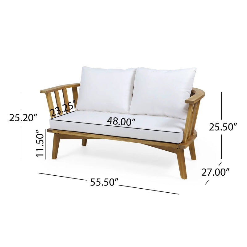 Patio Furniture Set, Outdoor Acacia Wood Patio Club Chair With Table by HouseOfZazla