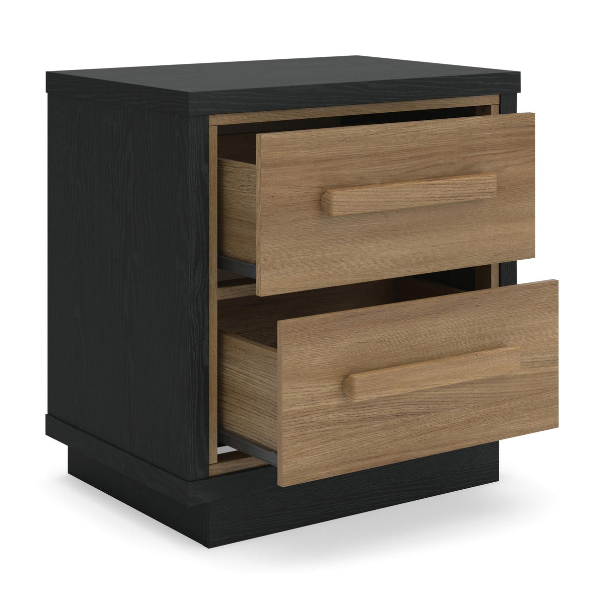 Kozmour - Two Drawer Night Stand - Black / Brown, photo 4 of 7