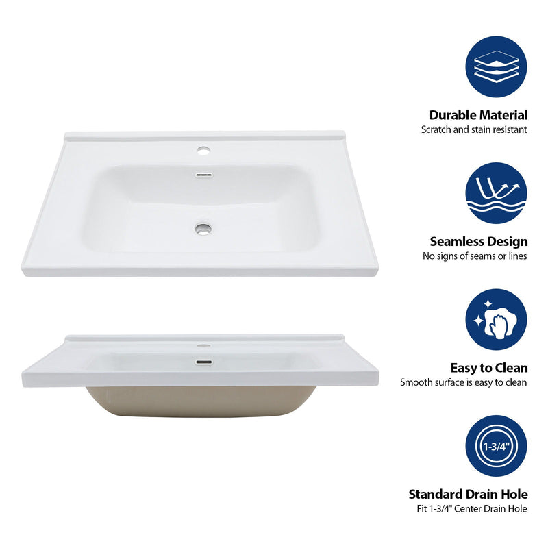 Modern Rectangular Vanity Top With Overflow For Bathroom by HouseOfZazla