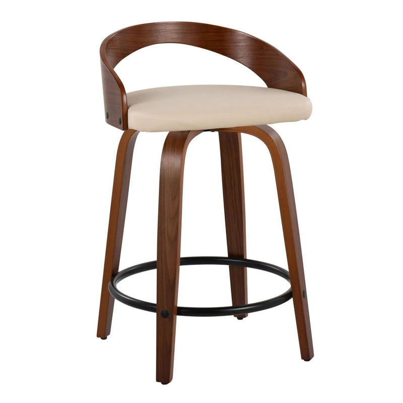 Grotto - Mid-Century Modern Fixed Height Counter Stool & Swivel With Round Footrest (Set of 2) by HouseOfZazla