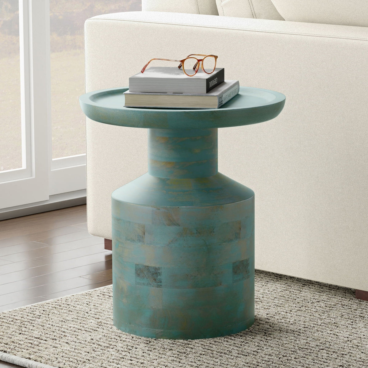 Handcrafted Wooden Accent Table with Sculptural Design - Multiple Colors, photo 19 of 32