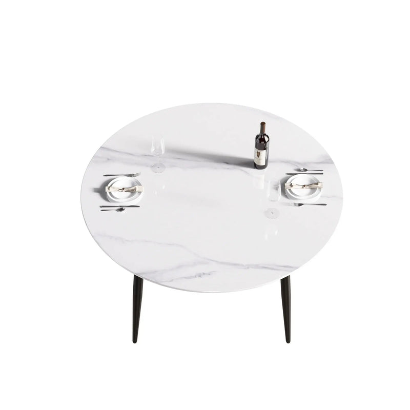 Modern Man-Made Stone Round Metal Dining Table-Position For 6 People by Unique Piece Furniture